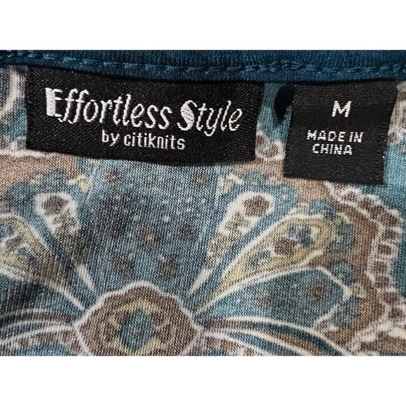 Effortless Style by Citiknits Womens Blouse long Belle Sleeve top Size Medium - Picture 5 of 7